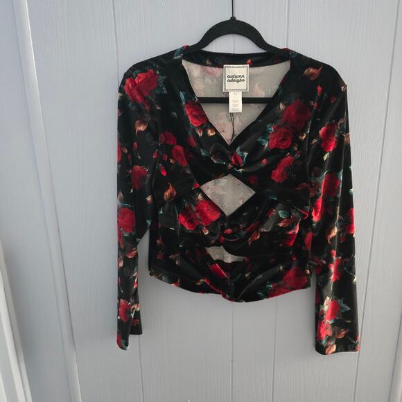 Autumn Adeigbo Rose Cutout Top Size 14 – Velvet, Romantic, New Without Tags - Picture 1 of 7